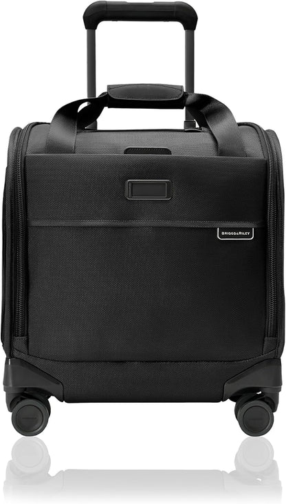 Briggs & Riley Cabin Spinner - Carry On Luggage for Travel, Suitcases with Wheels, Softside Rolling Bag for Men & Women, Fits Under Plane Seat, Interlocking Handle - Baseline Collection, Black
