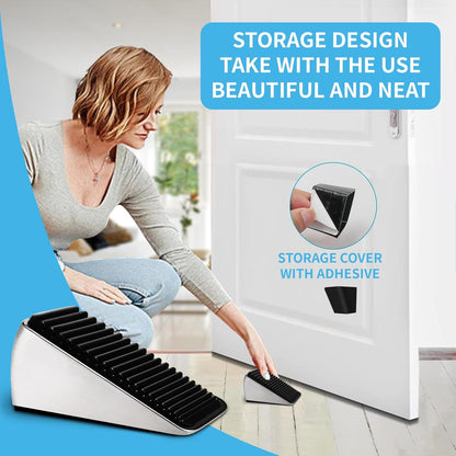 2Pc Strongest Large Door Stop - Heavy Duty Tall Door Stop Wedge Door Stoppers for Bottom of Door, Tall up to 2.6In Doorstop Zinc Alloy and Silicone Made Suits Any Heavy Door Any Smooth Floor