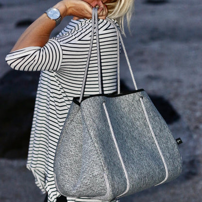 Pole Tribe Neoprene Tote - Large Beach, Gym, Travel Bag & Wallet, Water-Resistant, Durable, Lightweight, Sailor Rope Design