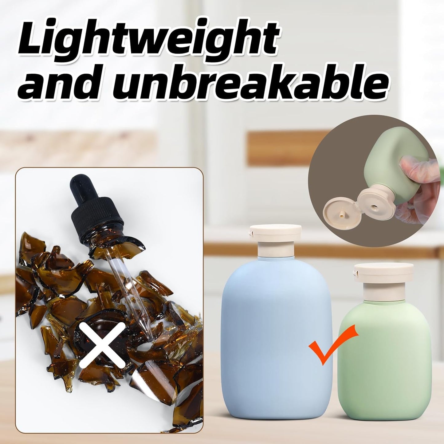 3.4oz Travel Bottle with Flip Cap, Leak Proof Squeeze Bottles, Refillable Plastic Travel Containers for Creams, Lotion, Foundation, Shampoo, Conditioner