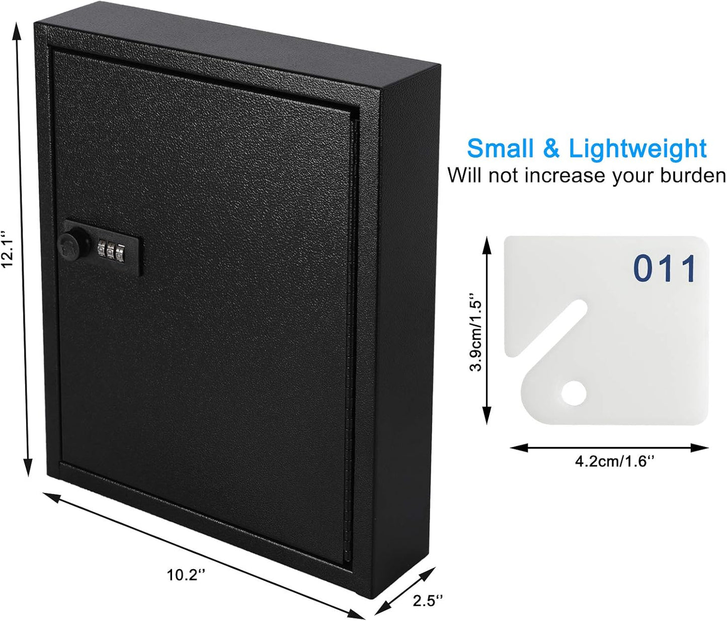KYODOLED 60-Key Storage Lock Box with Code, Wall Mount Combination Lock Box, Key Hooks & Labels, Black