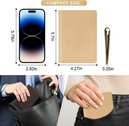 Real Leather Passport Holder for Men and Women, Handmade Wallet Cover Case, Travel Must-Haves Essentials Accessories, Birthday Gifts (Crazy Horse, Beige)