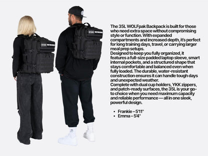 WOLFpak 35L Backpack (NightShade Edition) The Original Backpack. Tactical Bags For The Gym and Travel Bag.