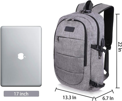 Travel Laptop Backpack Water Resistant Anti-Theft Bag with USB Charging Port and Lock 17.3 Inch Computer Business Backpacks for Women Men Gift,Bookbag Casual Hiking Daypack