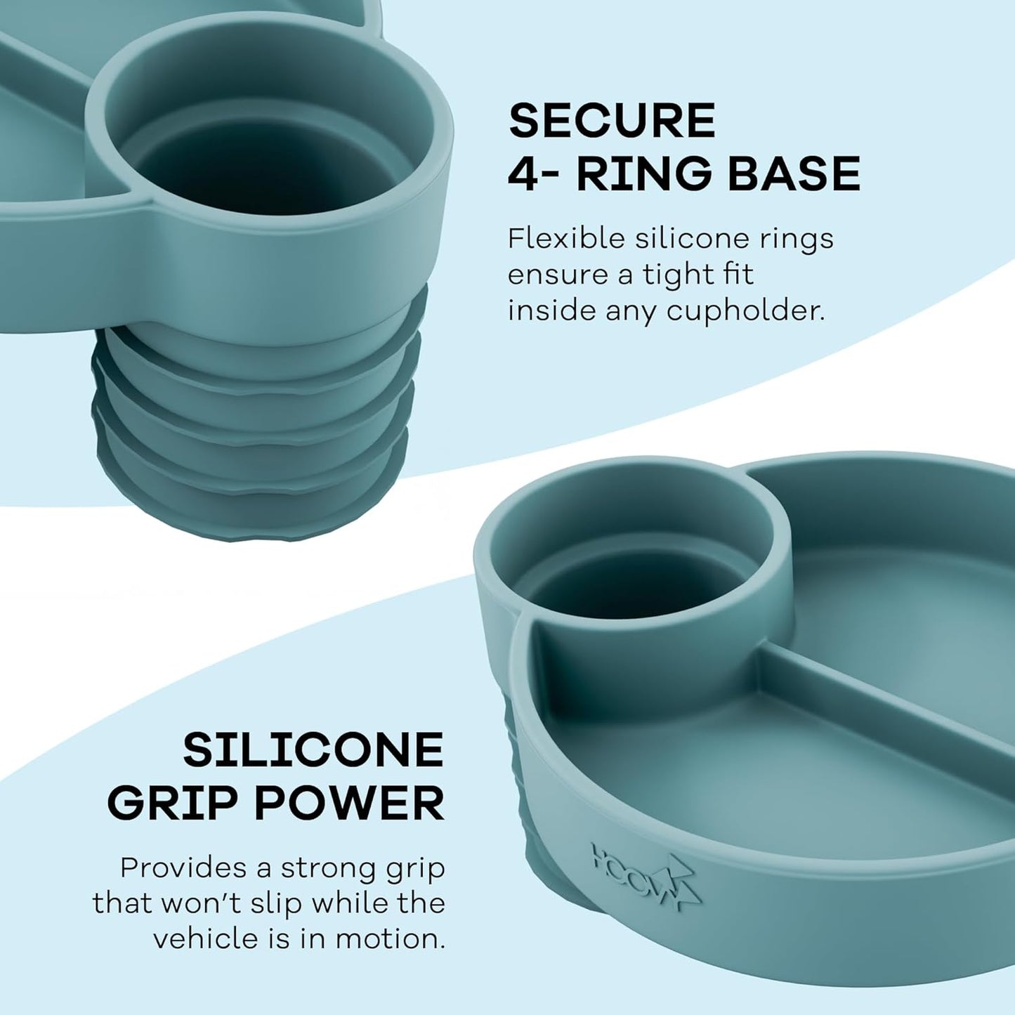 Silicone Cup Holder Tray for Car Seat, Booster Seat, Stroller - Carseat Cup Holder Snack Tray - Car Seat Tray for Kids Travel - Cup Holder Food Tray - Toddler Car Seat Accessories - Sharkskin 1 Pack