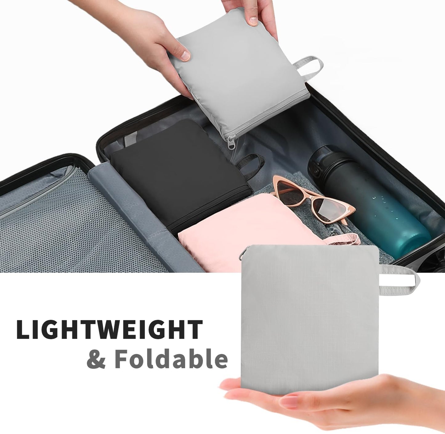 ZOMFELT Hiking Backpack for Women Men, 15L Lightweight Packable Backpack for Trip, Water Resistant Small Travel Backpacks, Foldable daypack for Hiking, Walking, Cycling, Camping, Grey