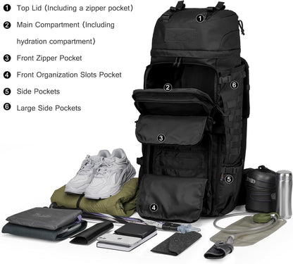 Mardingtop 75L Molle Hiking Internal Frame Backpacks with Rain Cover for Camping,Backpacking,Travelling