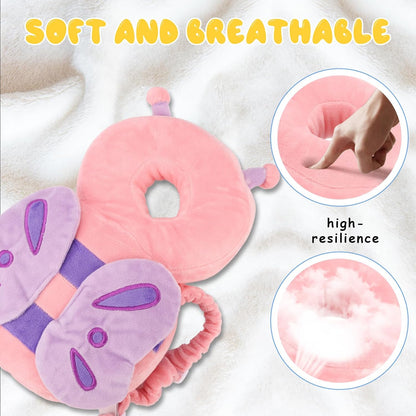 Baby Head Protection Backpack - Soft & Comfortable, Cute Cartoon Design, Pink Butterfly