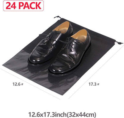 24PCS Travel Shoe Bags Non-Woven with Rope for Men and Women Large Shoes Storage Packing Pouch Organizers