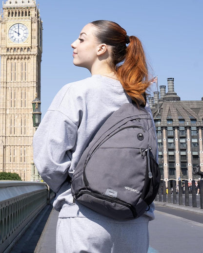 WATERFLY Large Crossbody Sling Bag: Over Shoulder Backpack Daypack Casual Cross Chest Side Pack