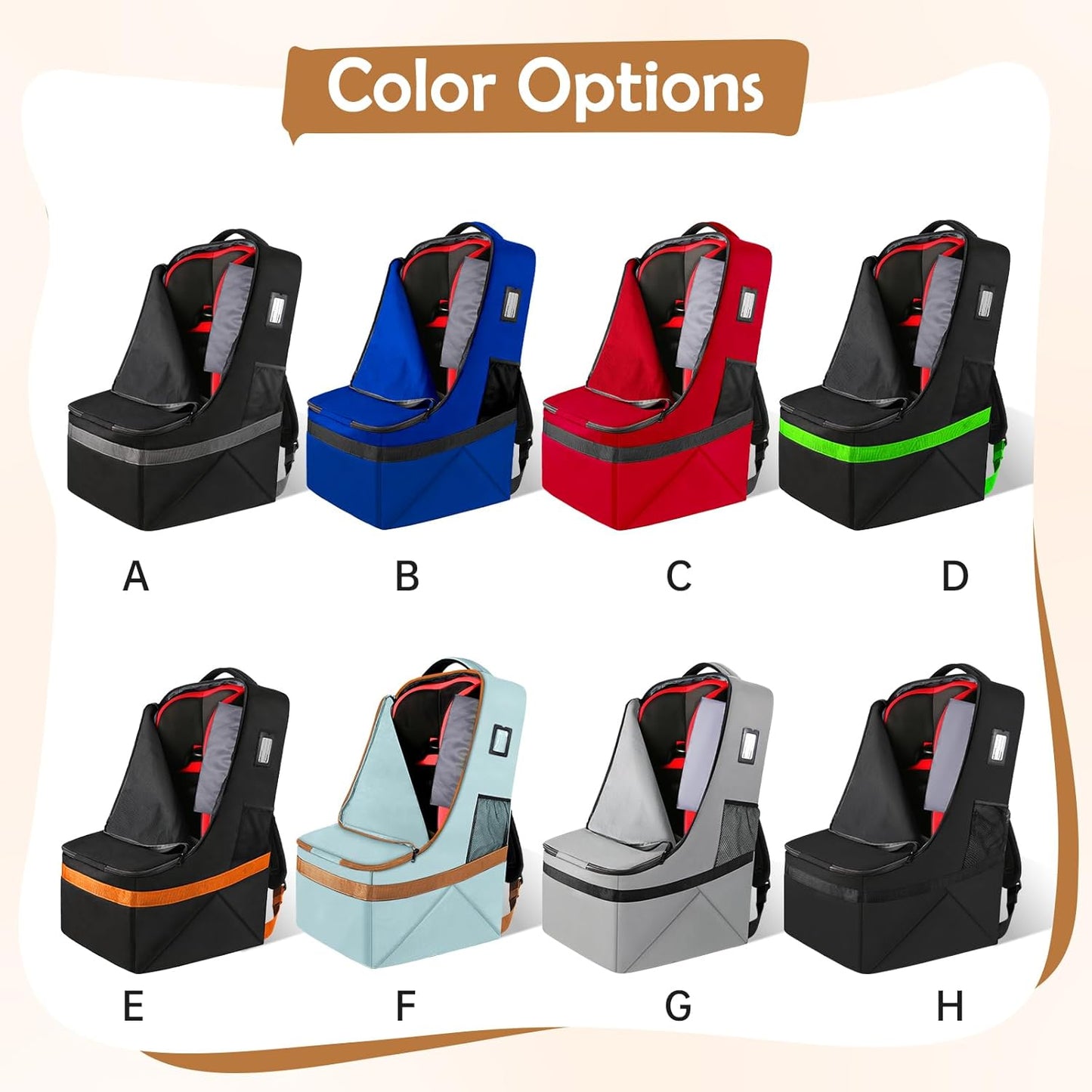 YOREPEK Gate Check Car Seat Travel Bag, Padded Carseat Cover for Airplane Travel, Car Seat Carrier for Airport, Baby Carseat Backpack for Air Travel, Baby Travel Gear (Grey)