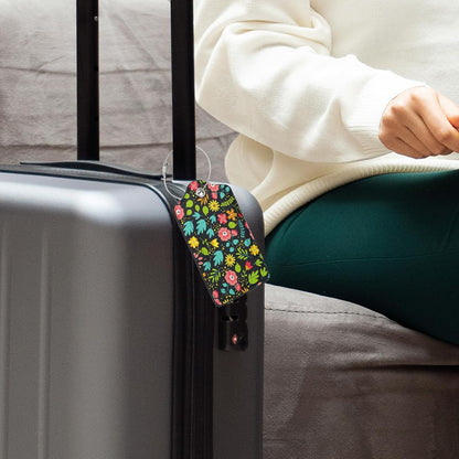 Fun Luggage Tags for Suitcases Leather Name Tag for Luggage Cute Travel Baggage Tags for Carnival Cruise Ships with Funny Patter 2pcs (Flowers)