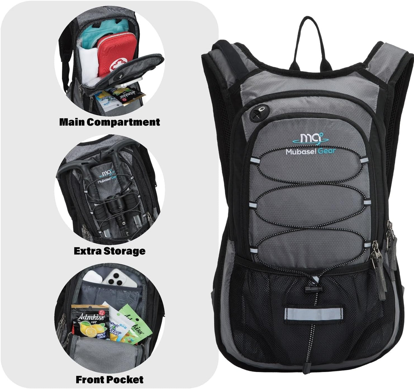 15L Insulated Hydration Backpack Pack with 2L Water Bladder Lightweight Hiking Backpack Bag for Women Men Daypack for Hiking Running Festival Camping Biking