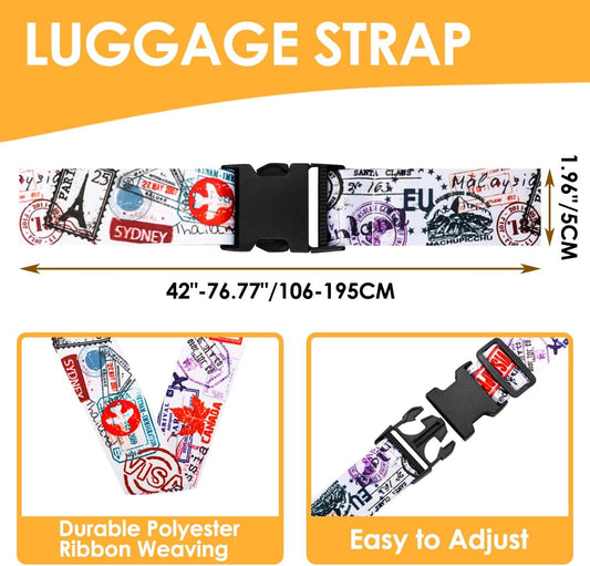 Adjustable Travel Luggage Strap Suitcase Belt Travel Bag Accessories 1.96 in W x 6.23 ft L