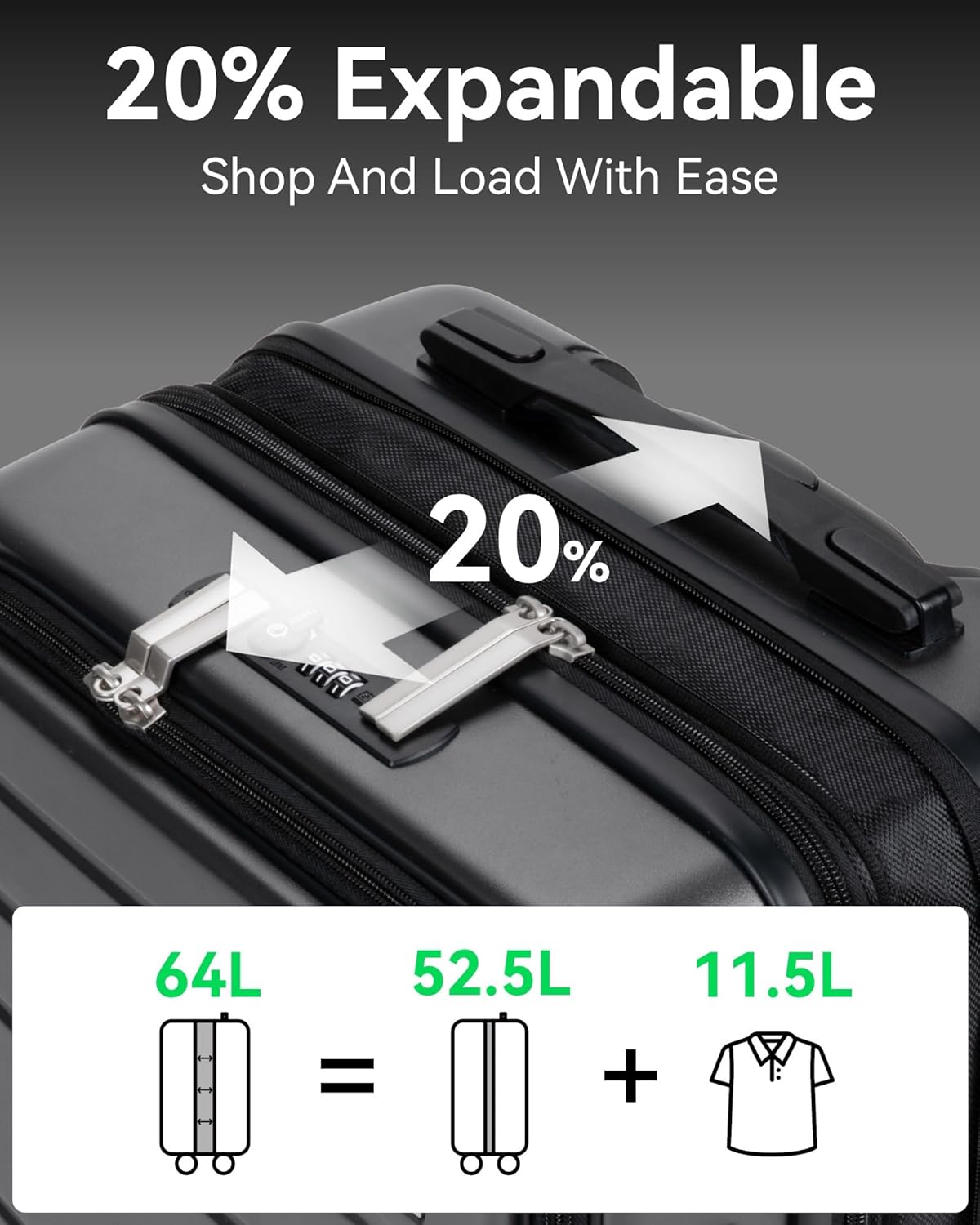 LUGGEX 24 Inch Luggage with Spinner Wheels, Expandable PC Hard Shell Checked Suitcase with Front Opening, Lightweight (Blue, 24 Inch)