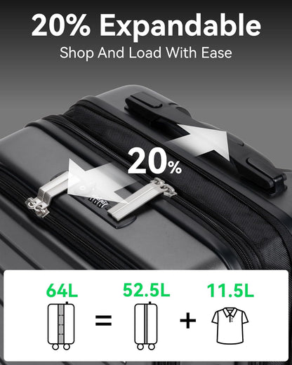 LUGGEX 24 Inch Luggage with Spinner Wheels, Expandable PC Hard Shell Checked Suitcase with Front Opening, Lightweight (Blue, 24 Inch)