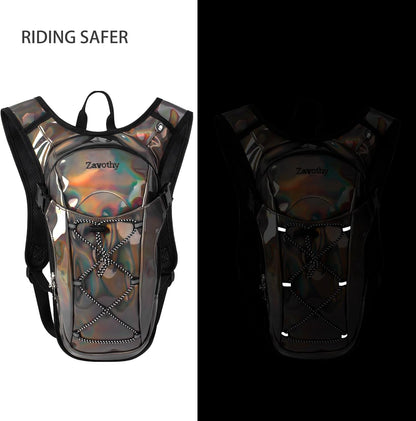 Reflective Hydration Backpack, Hydration Pack - Water Backpack with 2L/3L Hydration Bladder, Essential for Festivals - Rave Hydration Pack for Hiking, Running, Cycling, and Festivals
