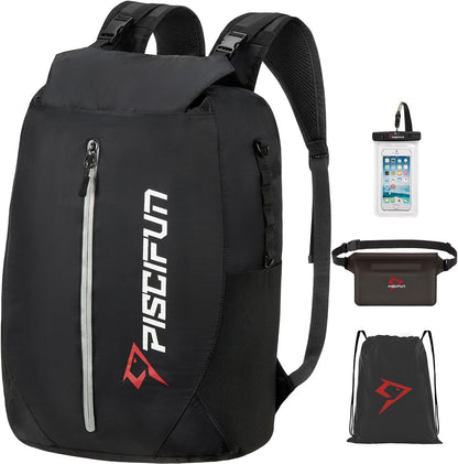 Piscifun Dry Bag Waterproof, Lightweight Dry Backpack Roll-Top Sealed with Waist Pouch and Phone Case Keeps Gear Dry Inside for Kayaking, Boating 10L 20L 30L