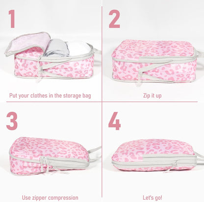 4-Piece Packing Cube Set - Lightweight Luggage Organizers for Travel, Vacation and Suitcases - Durable Accessories with Compression