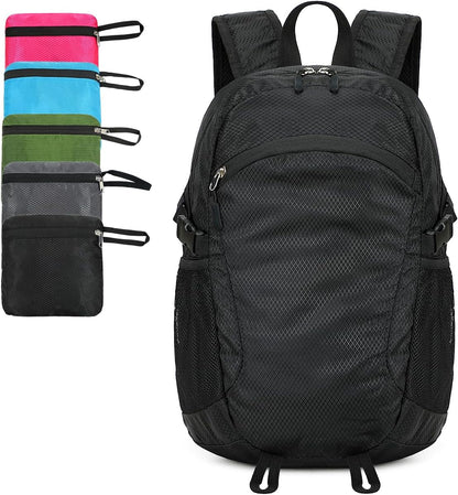 Small Hiking Daypack,15L Water-Resistant Hiking Backpack Packable Lightweight Travel Day Pack for Women Men (Black, Small)