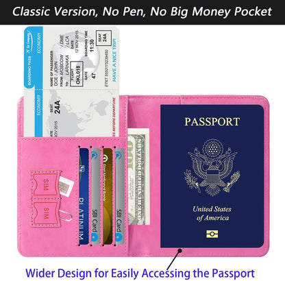 Passport Holder Cover Wallet Travel Essentials RFID Blocking Leather Card Case International Must Haves Travel Accessories for Women Men(101#Pink)