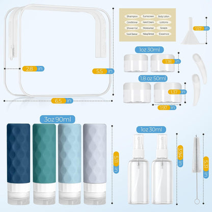 16pack Travel Bottles for Toiletries, TSA Approved Travel Size Containers Set, Leak Proof Refillable Liquid & Creams Toiletries Accessories Kit W/Toiletry Bag (Mint Green)