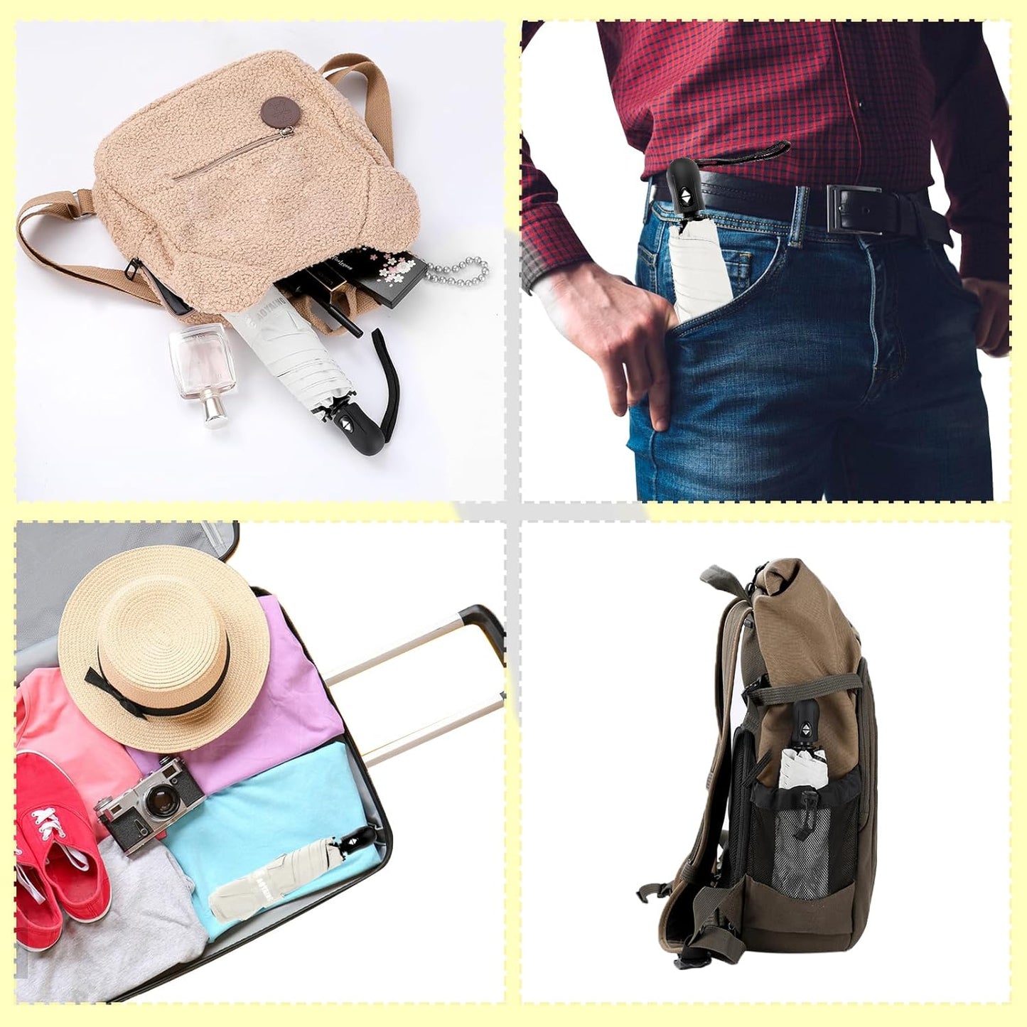 GAOYAING Compact Automatic Travel Umbrella with Case, Mini Small Folding Sun UV, Pocket Purse Umbrella