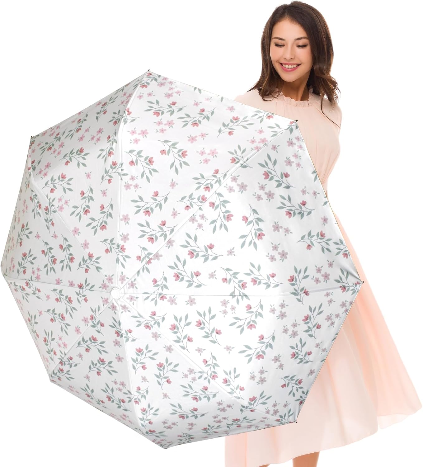 Cuby UV Sun Umbrella Compact Folding Umbrella lightweight Portable Manual Travel Umbrella for Rainproof & 99% UV Protection with Black Anti-UV Coating