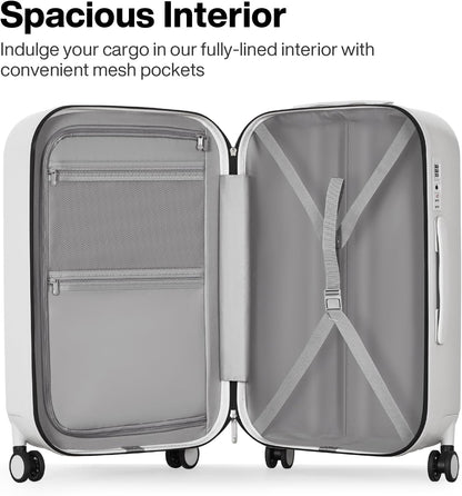 mixi 26 Inch Large Checked Luggage PC Hardshell Suitcases with Wheels for Travel Woman Men, Smoke White