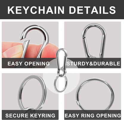 Keychain Keyring Set for Men Women Classic Metal Home Car Key Holder Organizer Portable Carabiner Clip Accessories 2PCS