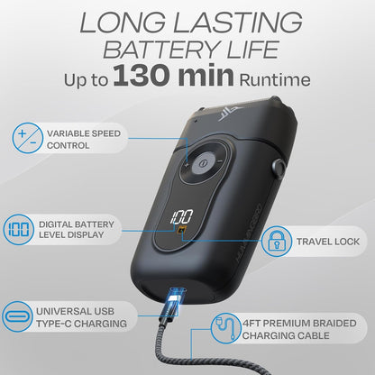 HUMMINGBIRD MK2 Compact Foil Shaver – No Nick, No Cut, No Razor Burn Face Shaver for Men, Portable USB C Rechargeable, Dual Foil Flex Head Electric Razor, LED Display, Travel Head & Facial Groomer