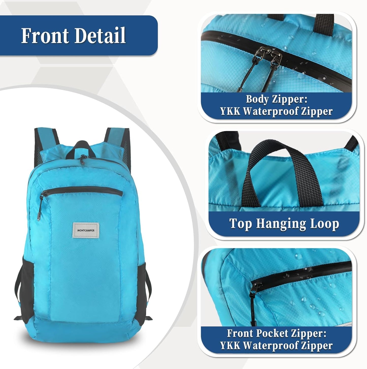 Hiking Daypack - Lightweight & Water-Resistant Portable Backpack for Travel, Camping, Outdoor Adventures(25L,turquoise blue)