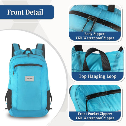 Hiking Daypack - Lightweight & Water-Resistant Portable Backpack for Travel, Camping, Outdoor Adventures(25L,turquoise blue)