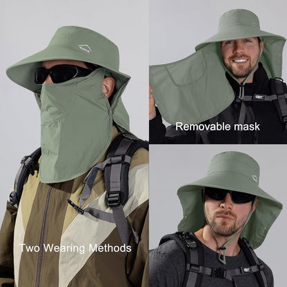 Sun Hat for Men Women with Neck Flap,UPF 50+ UV Protective Hiking Fishing Hats,Wide Brim Sun Hat for Women&Men