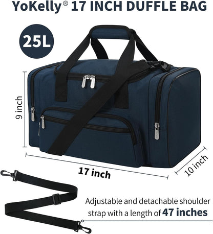 Small Duffel Bag 17 inch Carry On Weekender Bag for Travel Gym Sport (17x10x9 in) - Navy