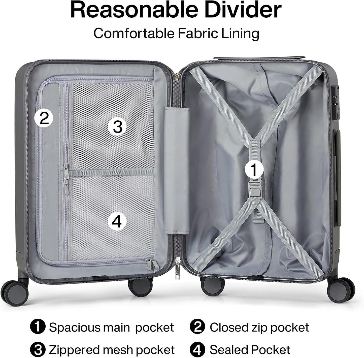 Hanke Luggage Sets 2 Piece with Spinner Wheels, 20/28 Inch Hard Shell Suitcases Set TSA Approved Luggage Travel Rolling Large Luggage(Graphite Grey)