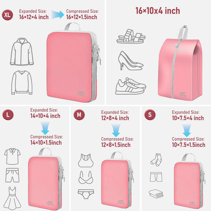 4-Piece Packing Cube Set - Lightweight Luggage Organizers for Travel, Vacation and Suitcases - Durable Accessories with Compression