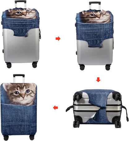 WUJIAONIAO Travel Luggage Cover Baggage Suitcase Cover Protector Skins 18-32 Inch (Cat B, XL (for 29-32 inch luggage))