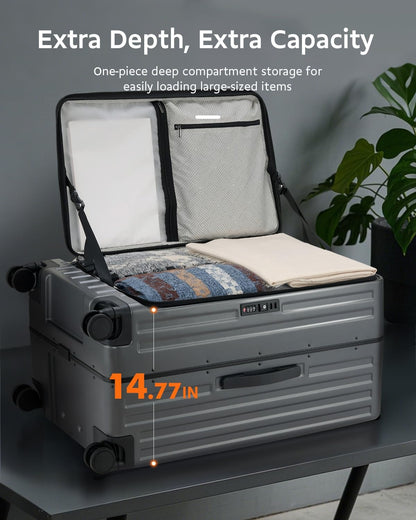 Luggage Sets 2 Pieces, 20 Inch Carry On Luggage and 29 Inch Checked Luggage with Spinner Wheels, Lightweight ABS+PC Hardshell Trunk Suitcases with Aluminum Frame, Top Opening (Grey, 20/29)