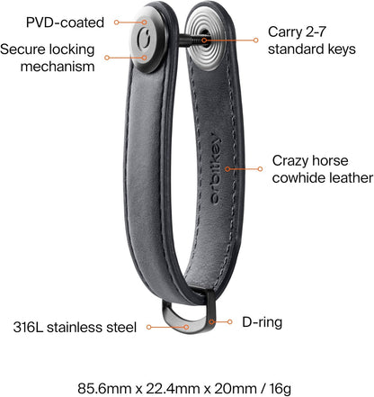 Orbitkey Crazy Horse Leather Key Organizer | Quiet Profile | Holds up to 7 Keys