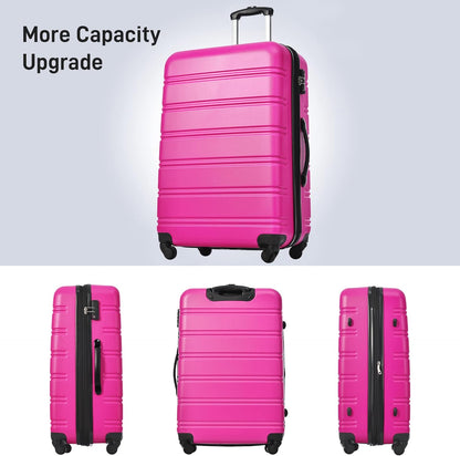 Merax Luggage sets of 3 Piece 20 24 IN Carry on Luggage Hard Case Pink Luggage Expandable Checked Luggage Suitcase Set with Wheels