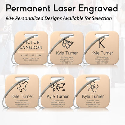 Customized Stainless Steel Luggage Tags: Personalize Your Suitcases, Backpacks, and Bags with Your Text (Rose Gold)