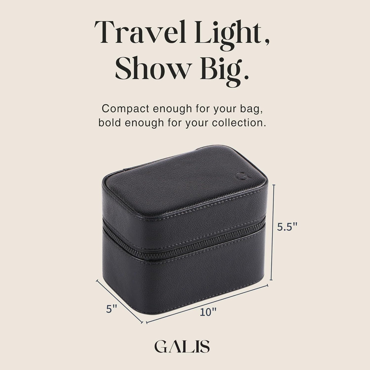 Galis Luxury Watch Case for Men High End Portable 2-Slot Watch Holder and Watch Case for Travel, Premium Watch Box for Men, Jewelry Storage Organizer, Gift for Him, Fathers, Husband (Black & Green)