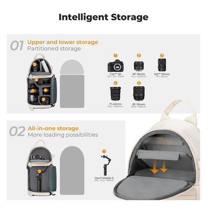 K&F Concept Camera Sling Bag Crossbody Bag Camera Shoulder Backpack DSLR/SLR/Mirrorless Photography Bags Compatible with Canon/Nikon/Sony/Fuji/Gopro/DJI