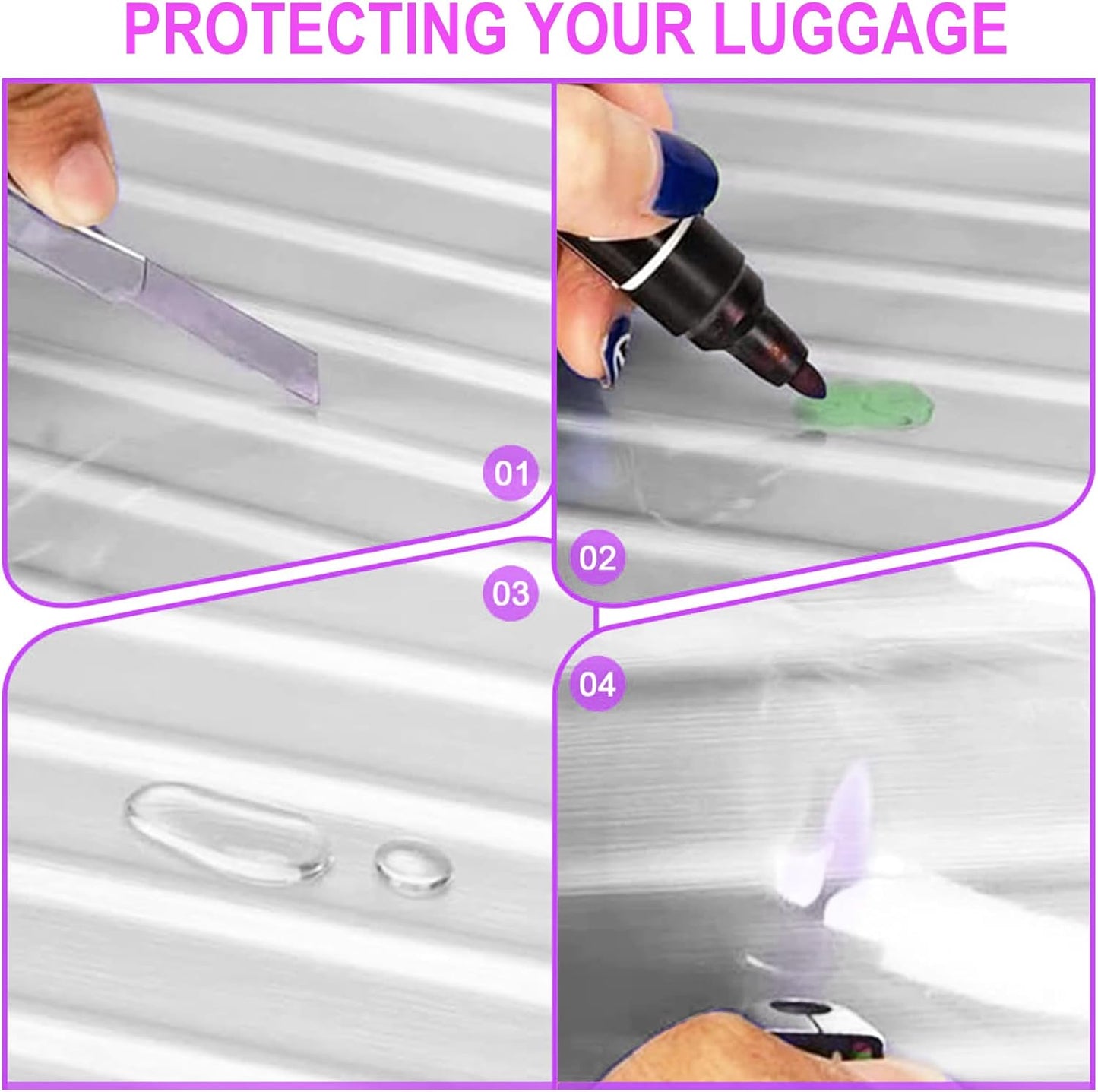 28 Inch Full Clear PVC Suitcase Cover Protectors for TSA Approved Travel Luggage Protector Covers Set Transparent Luggage Case Suitable for 28"-29" Full Clear