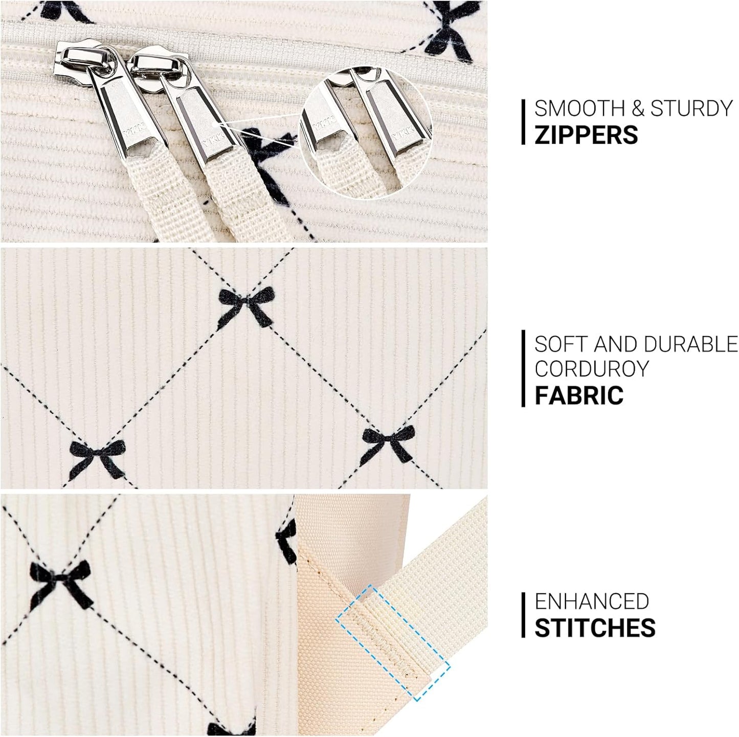 ZORFIN 26L Backpack for College, and Travel: Corduroy Bookbag - Bowknot