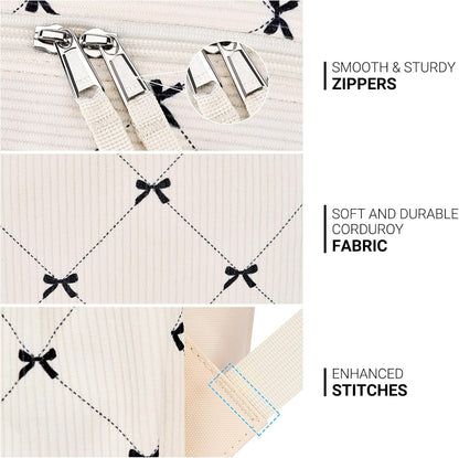 ZORFIN 26L Backpack for College, and Travel: Corduroy Bookbag - Bowknot