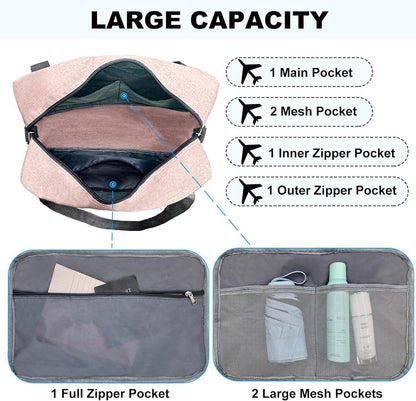 15 Inch Small Carry On Bags for Airplanes Spirit Airlines Personal Item Bag Underseat Foldable Travel Duffle Gym Bags for Women Men(20L,Pink)