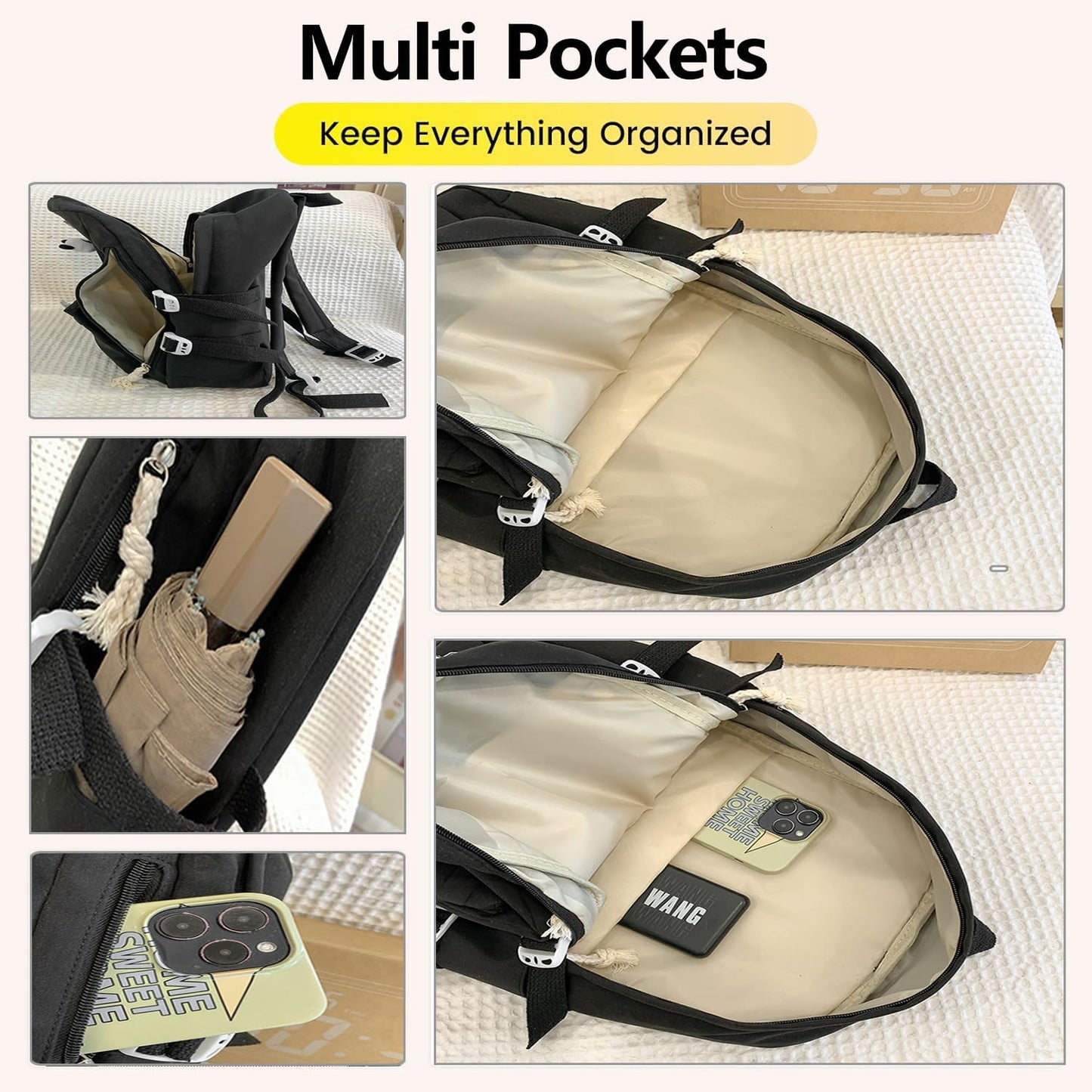 DUSLANG Big Student Laptop Backpack For College Women Men Middle High School Teen Girls Bookbag Travel Daypack,Pink