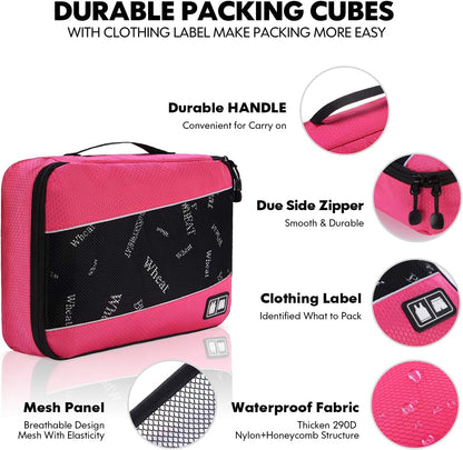 Packing Cubes Luggage Bags Organizer Durable Travel Accessories With Clothing Label